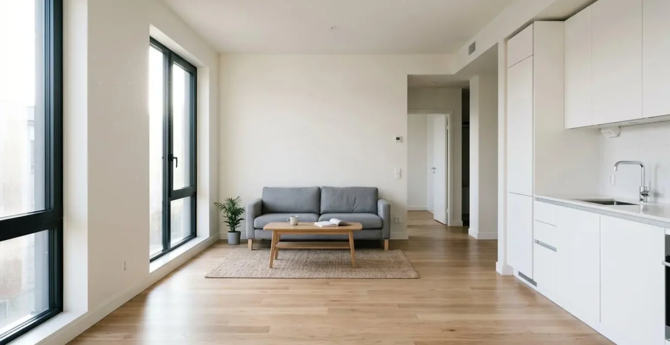 Intérieur d'appartement moderne en cours de désinfection contre une invasion de puces, ambiance dynamique et professionnelle