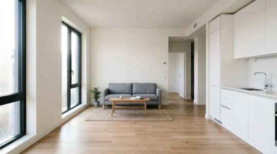 Intérieur d'appartement moderne en cours de désinfection contre une invasion de puces, ambiance dynamique et professionnelle