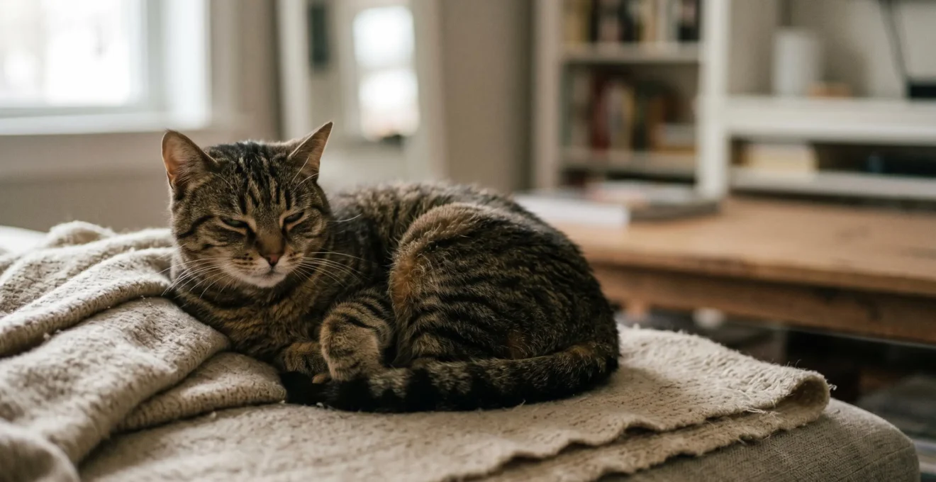 Chat exprimant un inconfort urinaire lié à une cystite féline