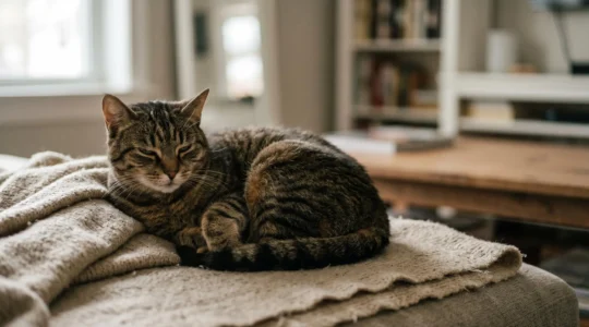 Chat exprimant un inconfort urinaire lié à une cystite féline