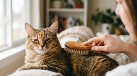 Gros plan sur le pelage brillant et sain d'un chat, illustrant l'équilibre naturel de la barrière de sébum cutanée
