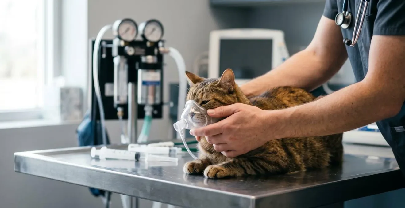 Chat recevant des soins d'urgence en hospitalisation vétérinaire