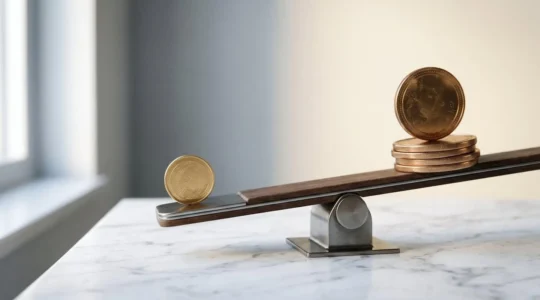 Concept de stratégie d'assurance avec effet de levier financier illustré de manière symbolique